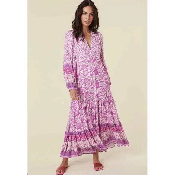 SPELL Dress Women’s Small Mossy Button Through Gown In Lilac Boho - Picture 1 of 11